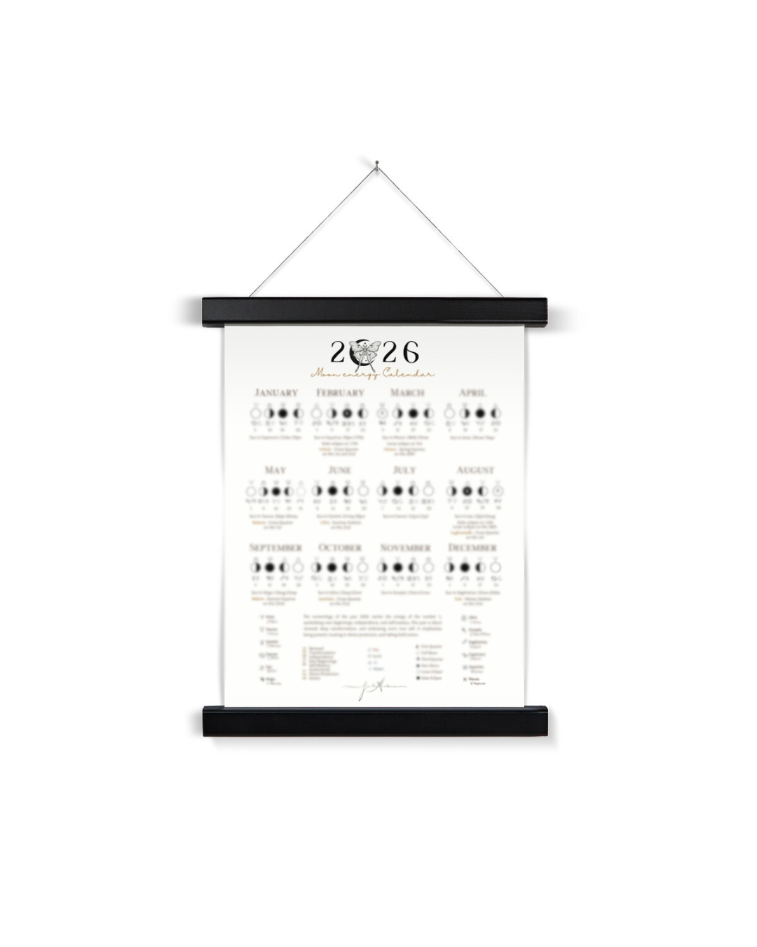 2026 Moon Calendar with Magnetic Frame
