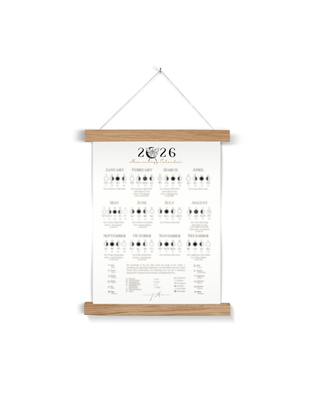 2026 Moon Calendar with Magnetic Frame