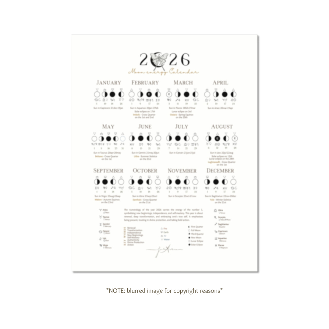 2026 Moon Calendar Fine Art Print