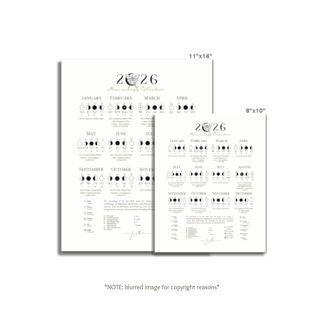 2026 Moon Calendar Fine Art Print