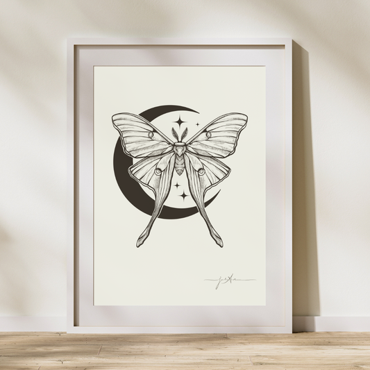 Luna Moth Fine Art Print- B&W