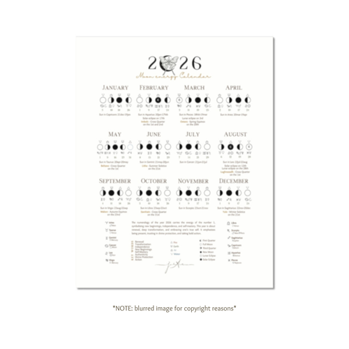 2026 Moon Calendar Fine Art Print